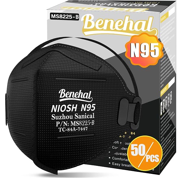 N95 FACE MASK BLACK 50 PACK NIOSH CERTIFIED...