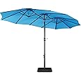 Yaheetech 13 ft Large Patio Umbrella with Base Included, Double-Sided Outdoor Market Extra Umbrella with Easy Crank Handle, 13 Strong Ribs Ventilation Openings for pool Lawn Garden, Sky Blue