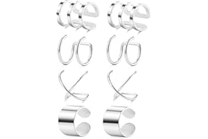 Tornito 4-10 Pairs Stainless Steel Ear Cuff Helix Cartilage Clip On Wrap Earrings Fake Nose Ring Non-Piercing Adjustable