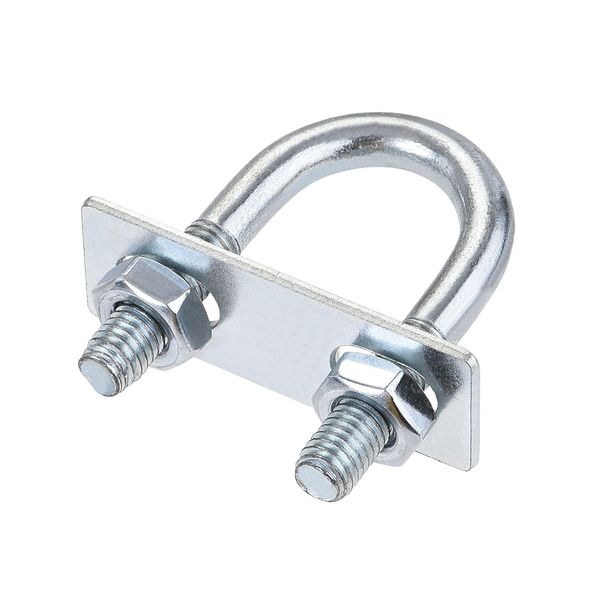 MACHSWON Round U-Bolt,1 Set Zinc Plated Alloy Steel M8 U Bolts 22mm(0.87") Inner Width 56mm Length with Nuts and Frame Plate for Automobiles Boat Trailer