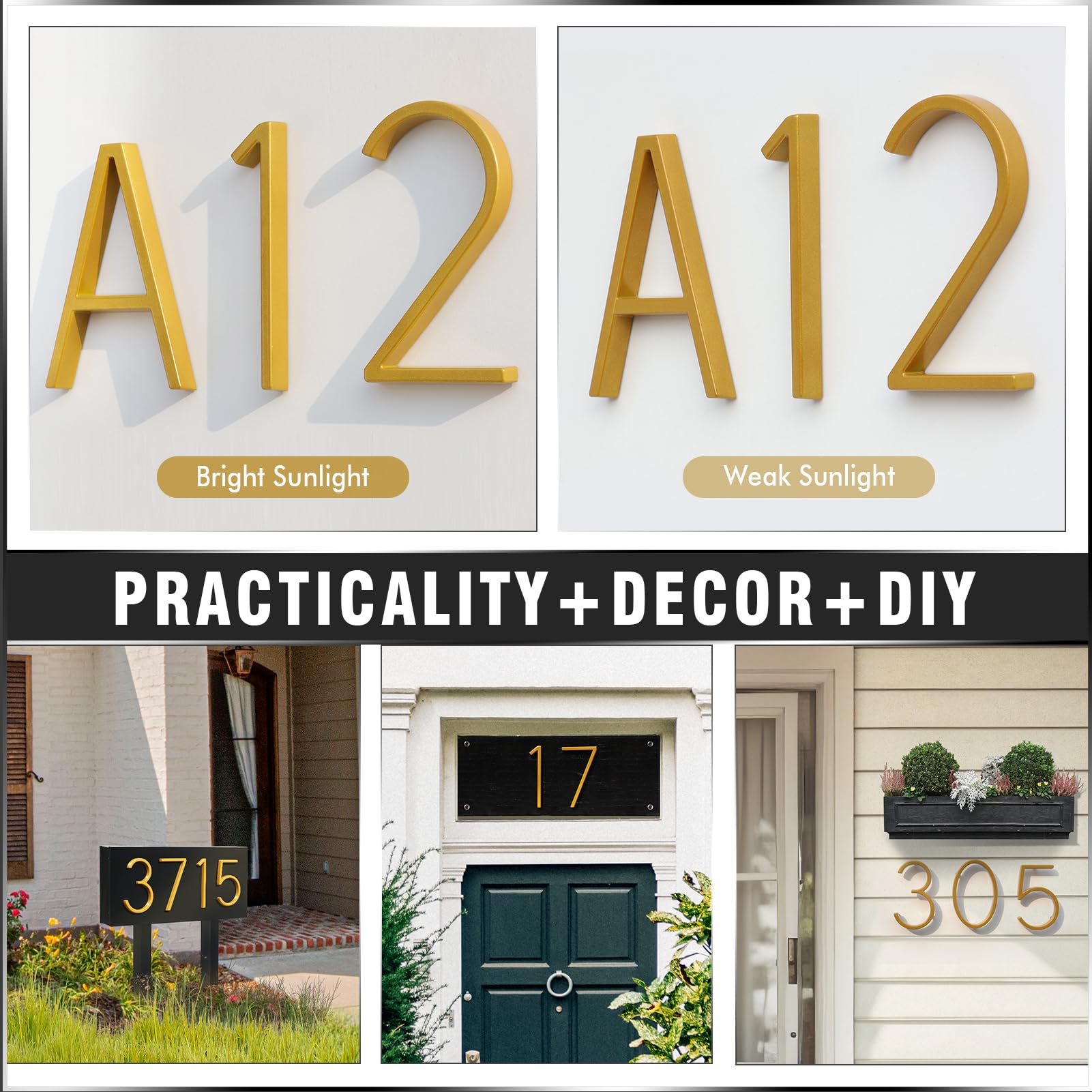 Mua VONDERSO 5 Inch Floating House Numbers and Letters for Outside,Gold ...