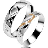 Uloveido Couples Titanium Stainless Steel Wedding Engagement Band Rings Engraved Real Love Y552