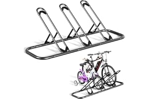 Mr IRONSTONE Bike Rack, Floor Bike Rack for Garage, Indoor/Outdoor Bike Storage Stand Bicycle Parking Rack, for Mountain Bike, Road Bike and Kids Bike (Black, 3 Bike)