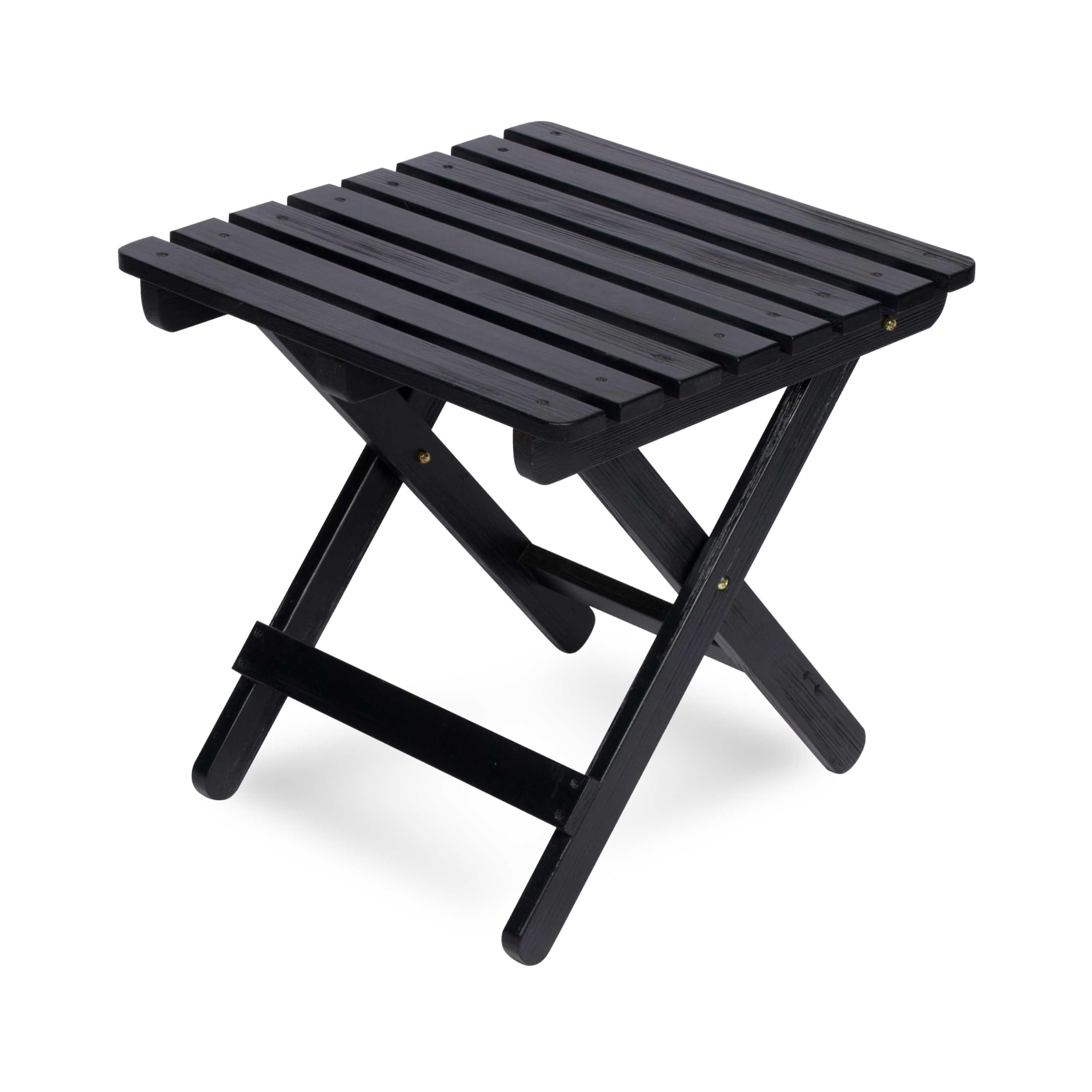 Shine Company Square Wooden Folding Solid Wood Side Table, Outdoor Adirondack Small Patio Table, Black Image