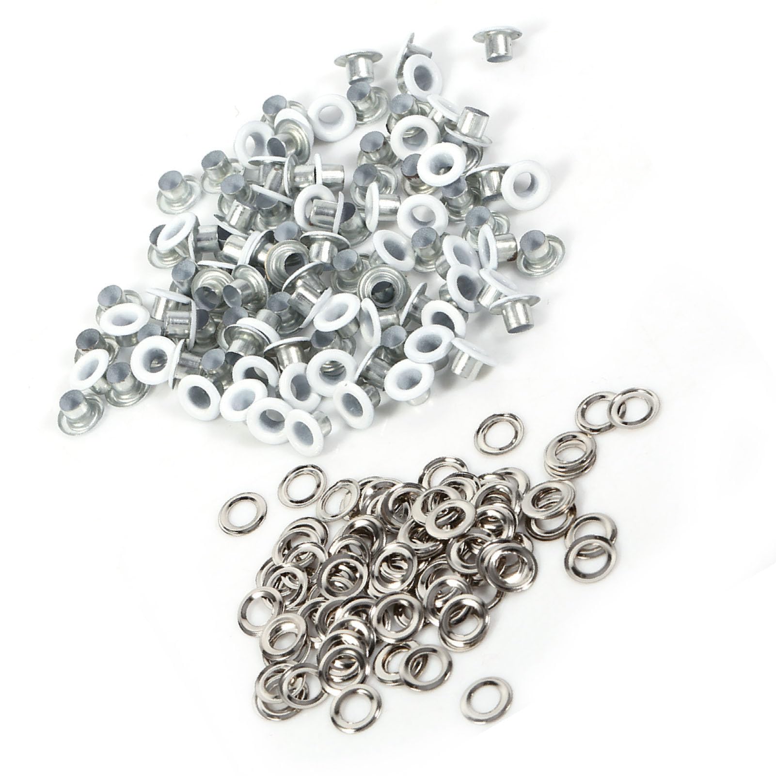Hztyyier Grommets Eyelets Plain Grommets and Washers Eyelet100 Set 4mm Grommet Kit for DIY Accessory Replacement(White) Rivet Tools