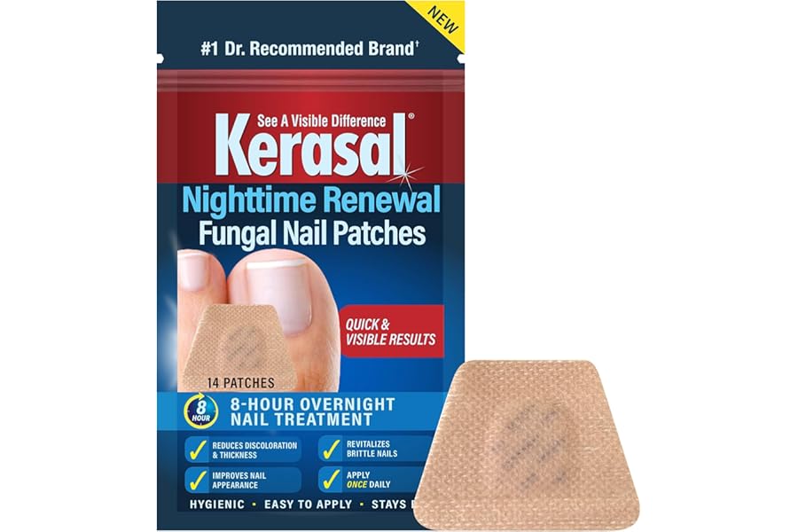 Kerasal Nighttime Renewal Fungal Nail Patches – 14 Patch – Overnight Repair for Nail Fungus Damage, 8-Hour Treatment Restores Healthy Appearance (Packaging May Vary)