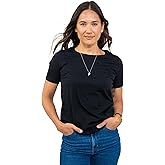 Women Premium T-Shirts - Pima Cotton Crew Neck T Shirt, Plain Designer Tshirts for Women, Soft Cotton Classic Tees (Black Medium)