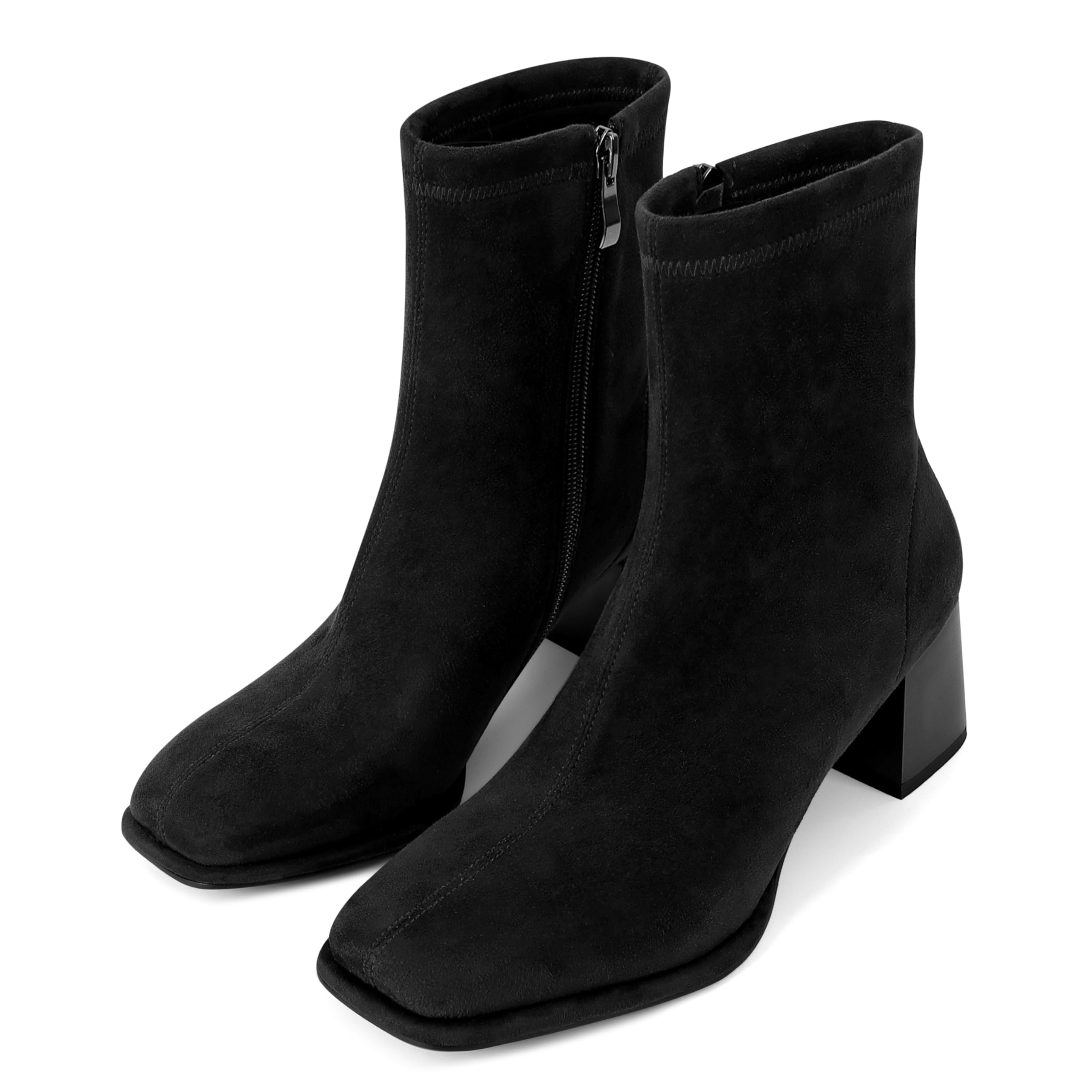 SOVANYOU Women's Chunky Heel Brown Ankle Boots Square Toe Dressy Booties...