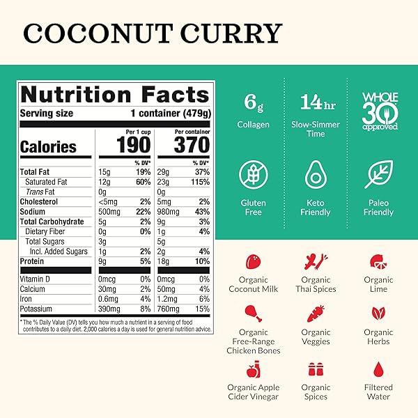 KETTLE & FIRE COCONUT CURRY CHICKEN BONE BROTH, 16.9 OZ, PACKAGING MAY VARY