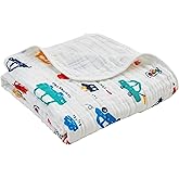 ROSE FEATHER Luxury Muslin Baby Blanket, Cozy Swaddle, 6-Layer Cotton Receiving Blanket for Newborn Infant, 59x43 Inch Lightweight Breathable Crib Blanket, Nursery Stroller Toddler Quilt, Car Family