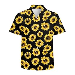 Yellow Sunflower Mens Funny Hawaiian Shirts 3D