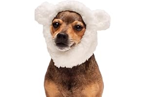 Furhaven XS to SM Dog Hat, Washable & Cozy - Sherpa Flex-Fit Polar Bear Dog Hat Costume - Cream, Extra Small to Small