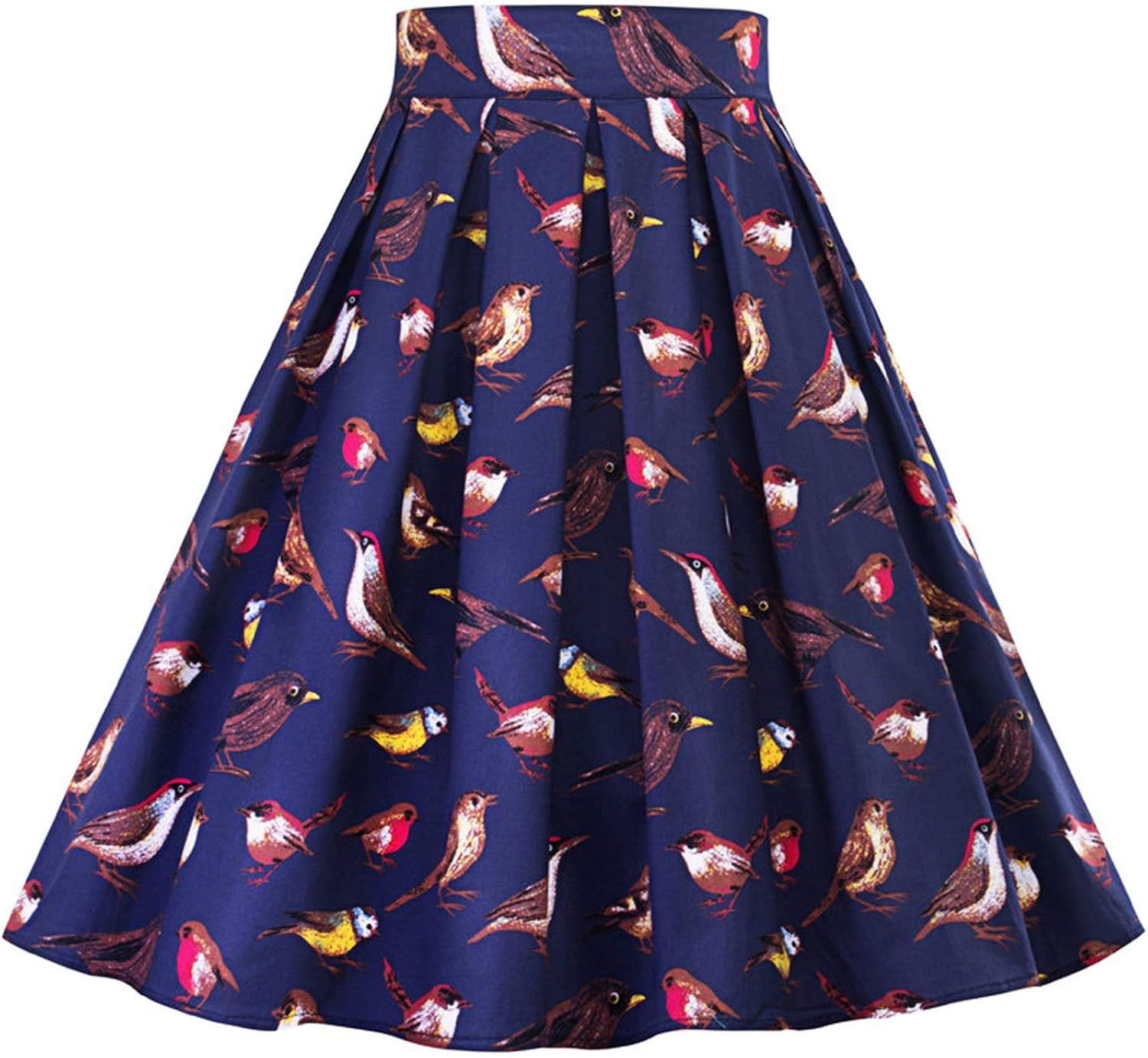 Retro Floral Print Pleated Skirt High Waist Green Summer Skirts Women Midi Elegant Retro Vintage