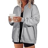 Eytino Womens Plus Size Jackets Long Sleeve Full Zip Casual Lightweight Fall Jacket(1X-5X)