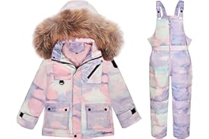 Hecxagd 2-Piece Toddler Snow Suit, Baby Snowsuit, Infant Snowsuit Toddler Girl Boy Snowsuit, Kids Winter Coat Snow Pant 2-8T