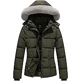 Oelise Women's Hooded Warm Winter Coat (Standard & Plus Size) Quilted Thicken Puffer Jacket with Removable Fur Hood
