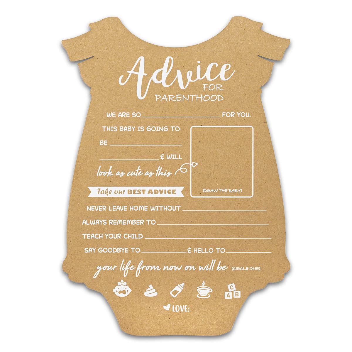 Summer-Ray.com 50pcs Baby Onesie Baby Prediction and Parenthood Advice Cards for Baby Shower 5" x 7" Heavyweight (Baby Girl)