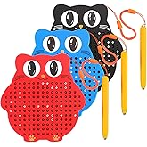 Soulchen 3 Pcs Mini Magnetic Drawing Board Activities Kit with Beads and Magnet Stylus Pen Cute Owl Travel Magnetic Supplies for Airplane Car Ride Activities