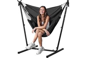 ANOW Heavy Duty Hammock Chair with Stand Included, Hanging Chair Stand with Swing Chair, Max 330 Lbs, Dark Grey