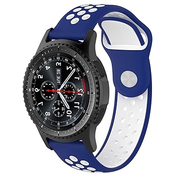 Pawaca Gear S3 Uhrenarmbänder, 22mm Weiches Silikon Ersatz-Armband Schnellverschluss Uhrenarmband für Pebble Time TICwatch Sa