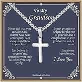 IEFLIFE Cross Necklaces Gifts for Men, Silver/Black/Gold Cross Necklace Box Chain Necklace for Men, Fathers Day Christmas Religious Baptism Christian Gift for Dad Son Boyfriend Husband Step Dad