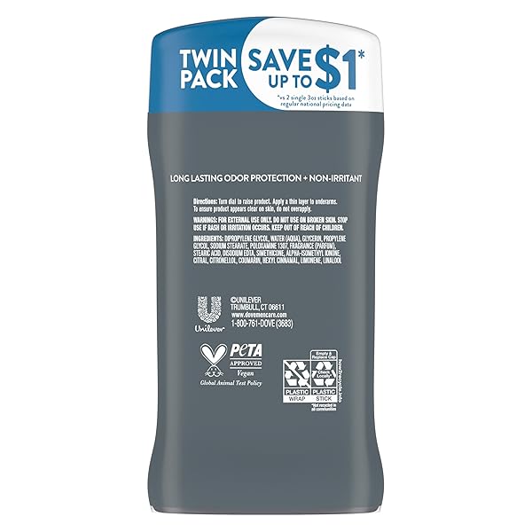 DOVE MEN+CARE DEODORANT STICK FOR MEN CLEAN COMFORT PACK OF 2 ALUMINUM FREE 72-HOUR ODOR PROTECTION MENS DEODORANT WITH 1/4 MOISTURIZING CREAM 3 OZ