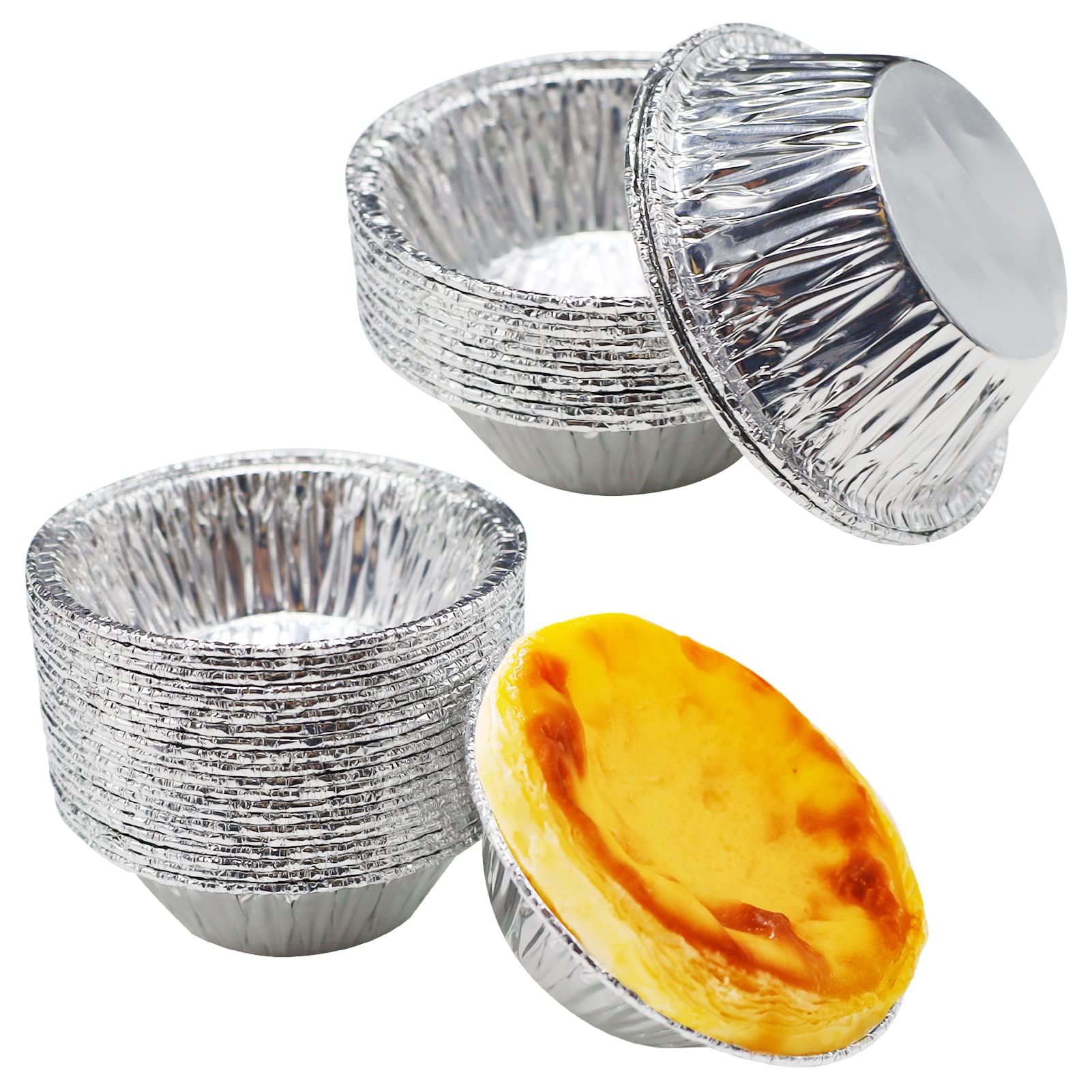 REBECASKYENS 100 Pcs Tart Foil, Mince Pie Baking Tray, Small Baking Tray,Foil Trays to Make Pies, Small Cakes, and More Pastries