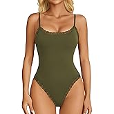 Avidlove Women Square Neck Lace Bodysuit Sleeveless Spaghetti Strap Tank Top Body Suits