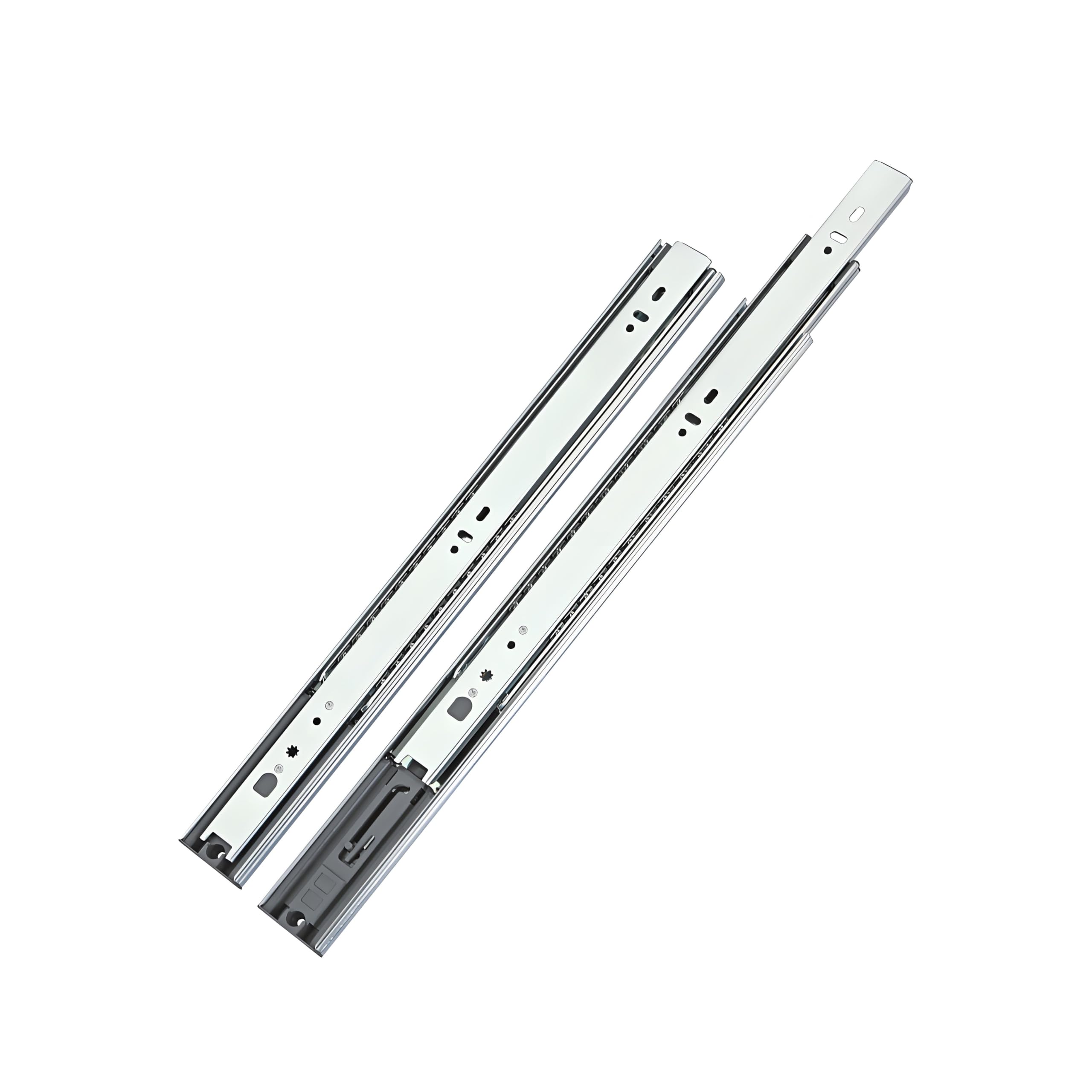 LOOTICH Full Extension Push to Open Rebound Drawer Slides 450 mm Side Mounted Handleless Ball Bearing Press Open Rails Drawer Runners Load Capacity 35 kg (1 Set)