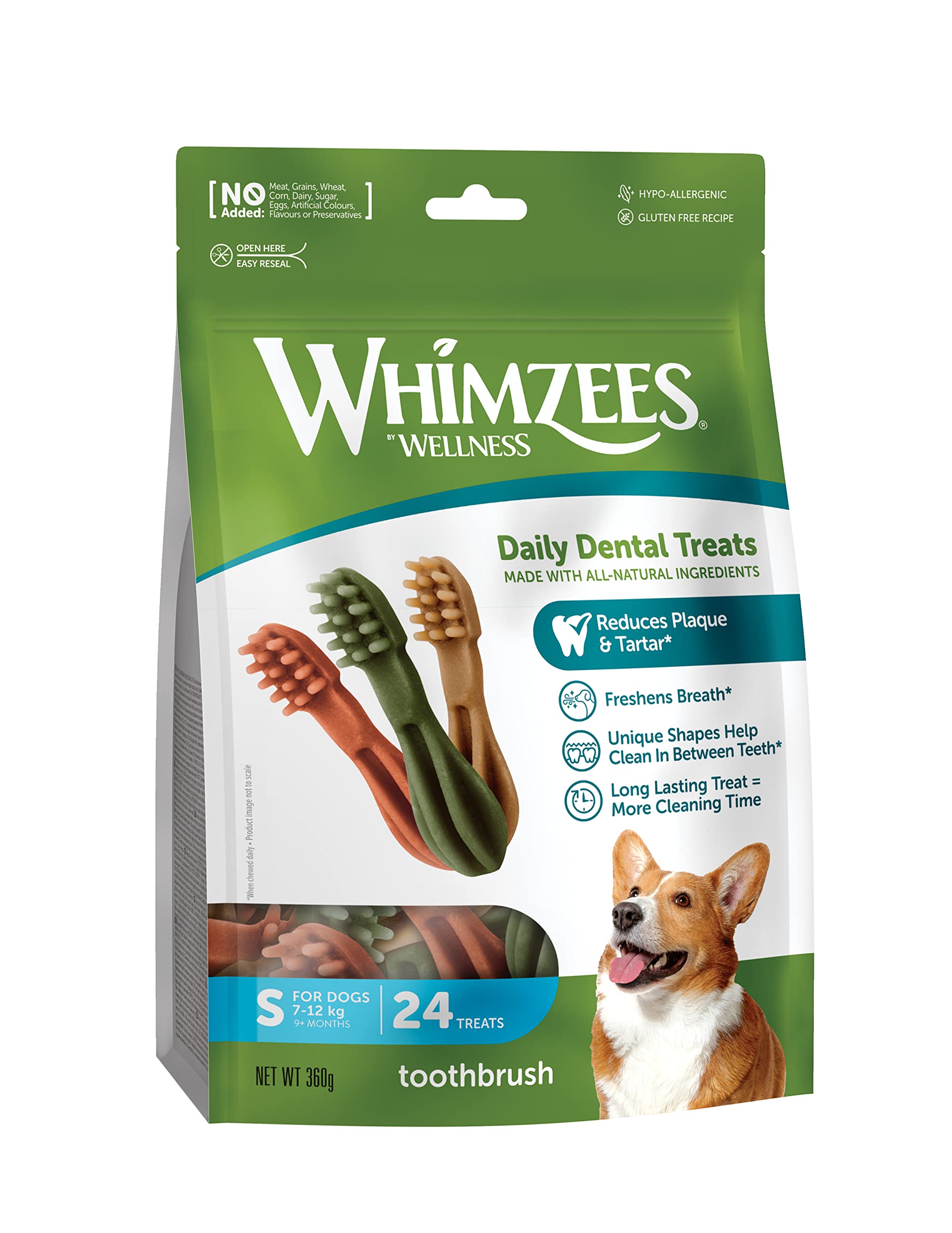WHIMZEES Stix S, 24 Pieces – Dog Dental Stix, Size S, Dog Dental Sticks for Small Breeds, Natural and Grain Free, Rawhide-Free, Vegetarian, No Added Sugar