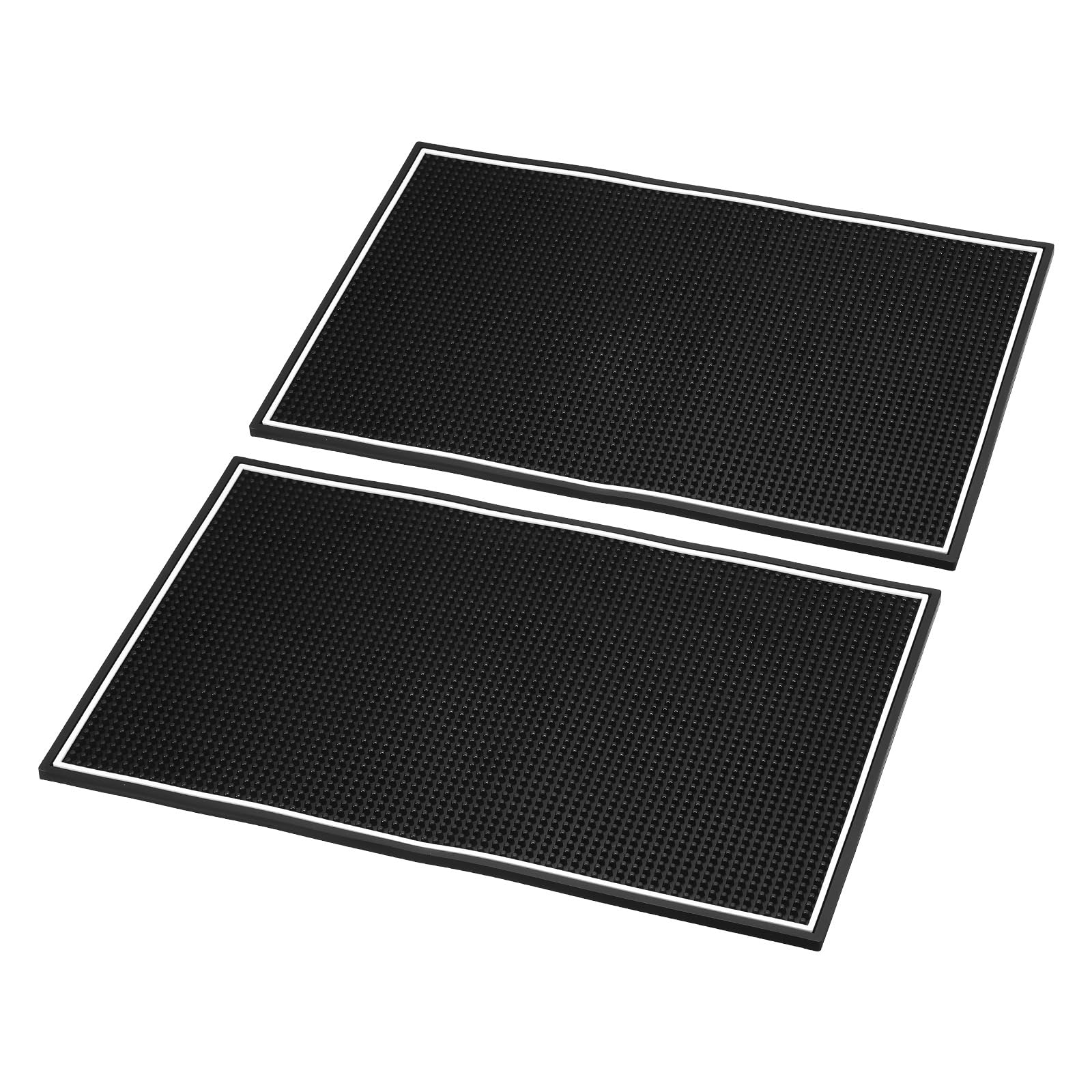 PATIKIL 18" x 12" x 0.4" PVC Bar Mats, 2 Pack Non-Slip Bar Service Cup Mat Countertop Spill Mat for Kitchen Restaurant Bar KTV Counter Barber Station Mat for Hair Salon, Black, White