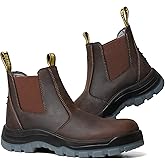 Montwell Men's Slip On Work boots for Men, Soft Toe Slip Resistant Waterproof Puncture-proof Mens Work Boots, CRZ802EE, 10.5