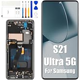 OLED for Samsung Galaxy S21 Ultra 5G Screen Replacement, Black, with Frame | Full Assembly LCD Display Support Fingerprint,SM-SM-G998U SM-G998B Includes Repair Tools, To Fix Shattered Cracked Broken