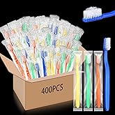 Ziliny 400 Pcs Prepasted Disposable Toothbrushes Bulk Individually Wrapped Pre Pasted Soft Bristle Set Travel Colorful Toothbrushes for Homeless Gift Hotel Camping Travel