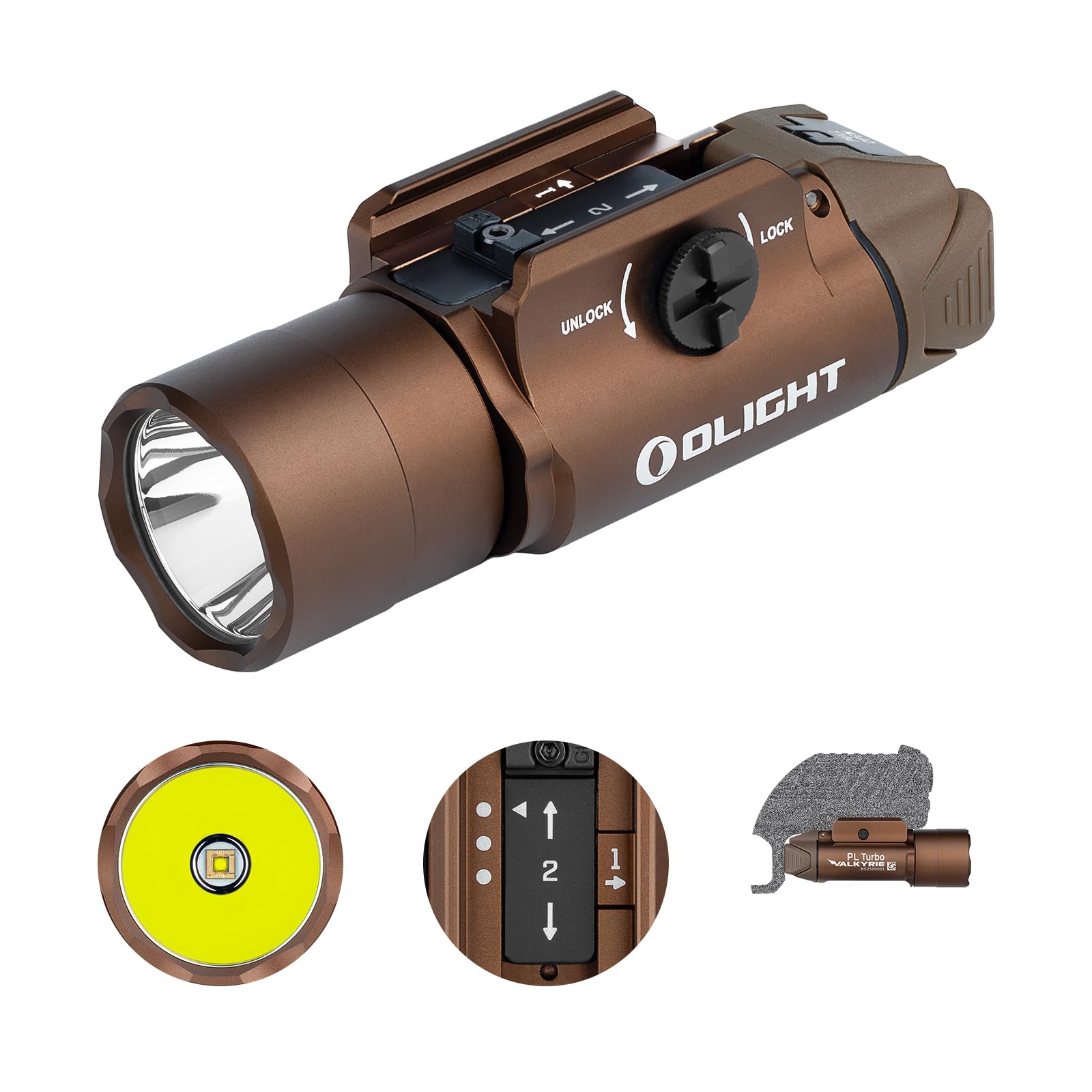 OLIGHT PL Turbo Valkyrie Rail-Mounted Torch 800 lumens and Throw of 515 Meters, with Long Range and High Brightness Flashlight, Suitable for Field Search and Law Enforcement (Desert Tan)
