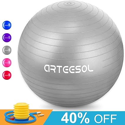 ARTEESOL Exercise Ball,Extra Thick Stability Yoga Ball Chair(45-75cm),Professional Grade Anti Burst & Slip Resistant Balance, Fitness&Physical ...