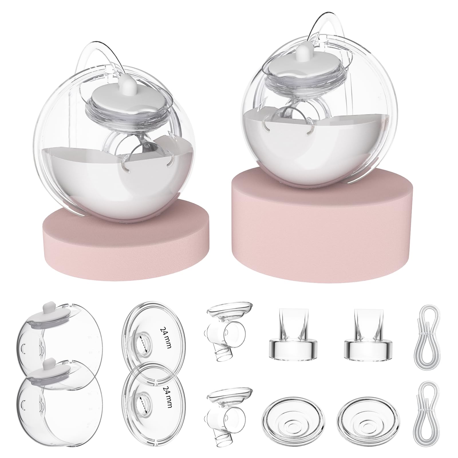 Photo 1 of 24mm CaraCups Wearable Milk Collection, Hands-Free Collection Cups Compatible with Spectra S1/S2/9 Plus/SG, Fit for Medela/Lansinoh/Zomee, 99.9% Separable Electric Breast Pumps, 2PC