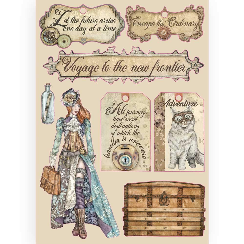 Stamperia Coloured Wooden Frame-Lady Vagabond Labels, Various, A5