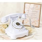 RetroVox Audio Guest Book Wedding Phone Guestbook and Signage Guest Audio Message Book, Vintage Style for Wedding Reception, Bridal Shower, Baby Shower（White &amp; Sign Holder E）