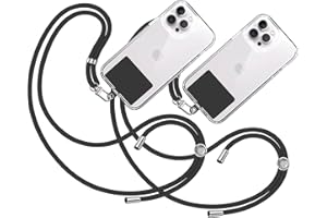TBOC 2X Cell Phone Lanyard [Black] - Convenient and Comfortable iPhone Lanyard - Easy to Use Neck Phone Holder [Black Patch] - Adjustable Length Phone Strap Crossbody - Fits All Mobile Phones