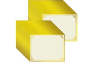 UZLU 200 Sheet Gold Foil Award Certificate Paper Bulk 8.5 x 11 in for Printing Customizable Blank Cardstock Gold Border Certificate Laser and Inkjet Printer Friendly for Graduation Diploma Achievement