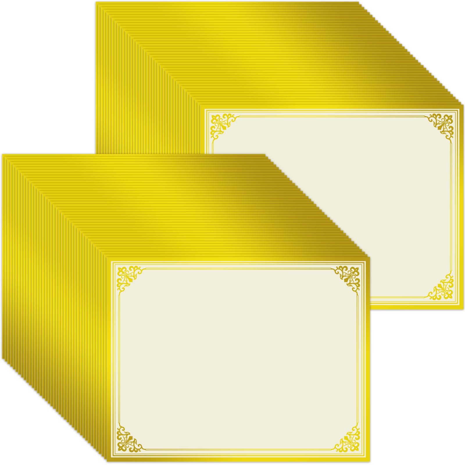 Photo 1 of 200 Sheet Gold Foil Award Certificate Paper Bulk 8.5 x 11 in for Printing Customizable Blank Cardstock Gold Border Certificate Laser and Inkjet Printer Friendly for Graduation Diploma Achievement