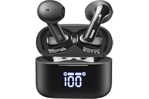 TOZO T21 Wireless Earbuds Bluetooth 5.3 in Ear Headphones Dual Mic Call Noise Cancelling IPX8 Waterproof 44H Playback Stereo Sound with LED Display Wireless Charging Case 32 EQs via APP Black