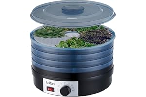 Salton Electric Food Dehydrator for Fruit and Jerky With Adjustable Temperature Control, Black