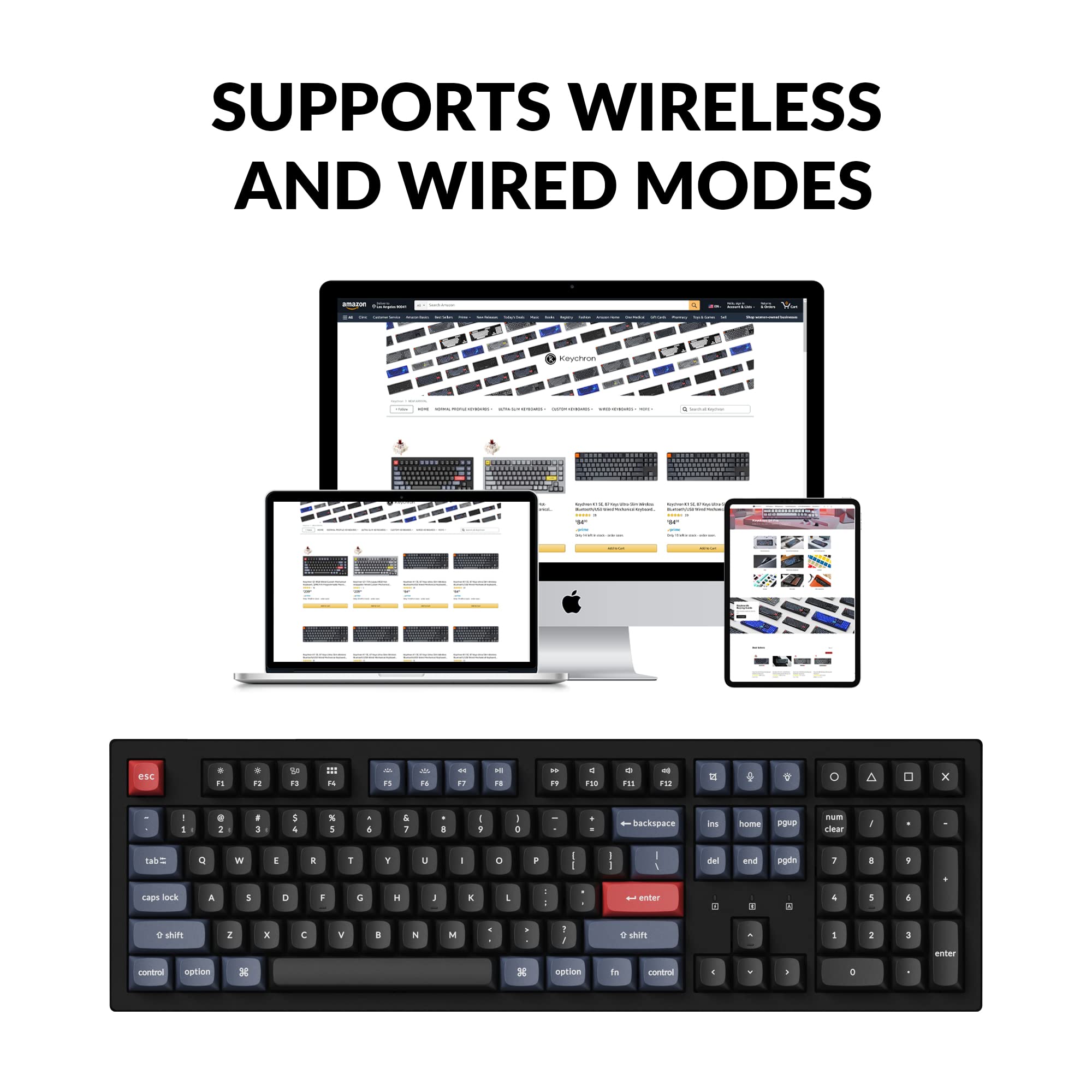 Keychron K10 Pro Wireless Custom Mechanical Keyboard, 100% Layout QMK Programmable Bluetooth/Wired RGB Backlit with Hot-swappable Keychron K Pro Brown Switch Compatible with Mac Windows Linux