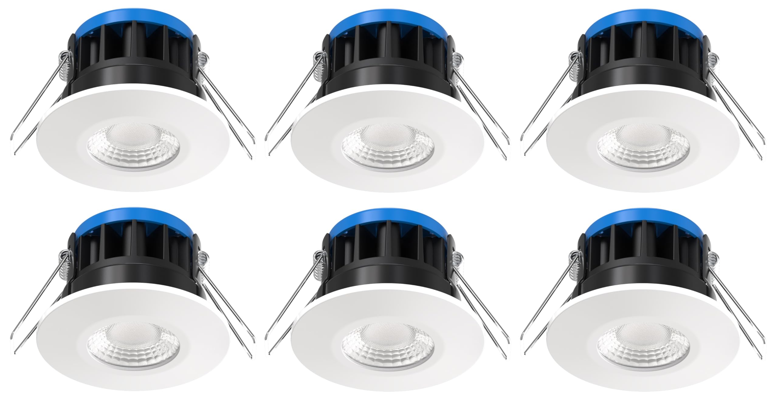 Bright Source All in One LED Downlight, TRIAC Dimmable, Switchable Wattage 8W/10W, Adjustable Colour Temperature 2700K 3000K 4000K 6000K, 3 Bezels Included, IP65 Water Resistant, 6 Pack