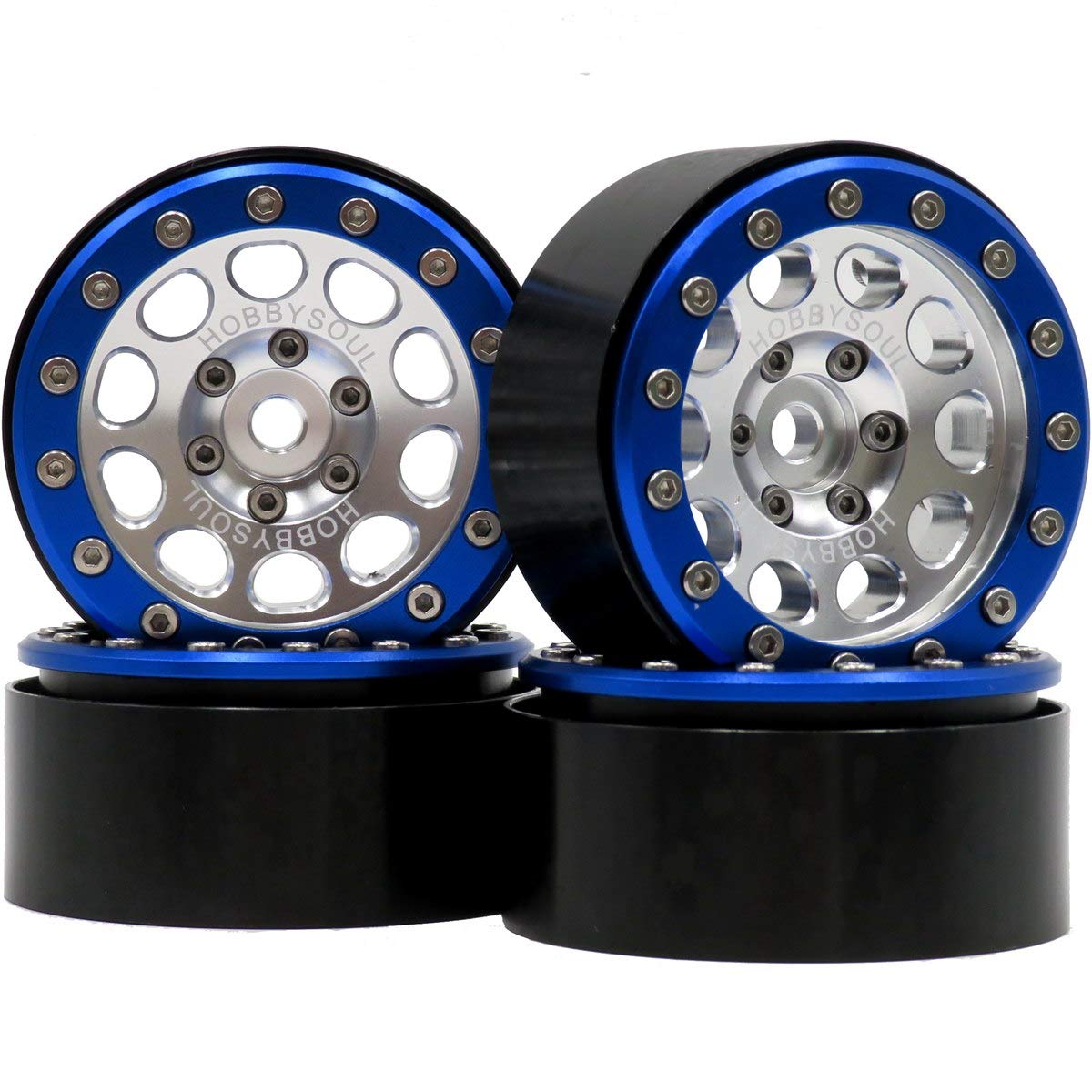 Hobbysoul 2pc Aluminum Alloy Wheel Rims For 1/10 RC Cars - 12mm Hex, Adjustable Offset, For Drift & Touring