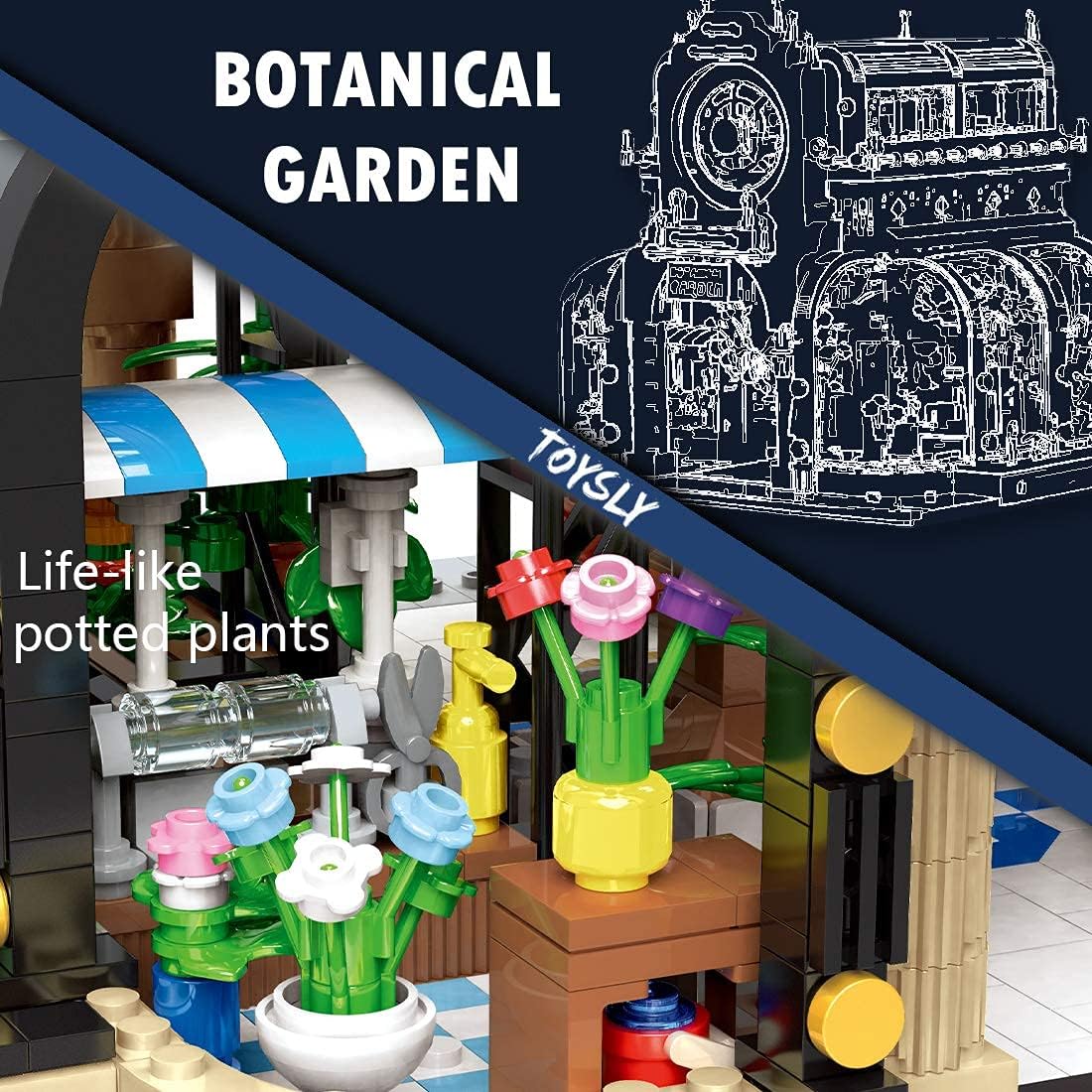 TOYSLY Garden Tree House Set with Lighting Kit, City Creator Building Kit for Kids and Adults, Street Botanical Garden MOC Building Blocks (2147 Pieces): Toys & Games