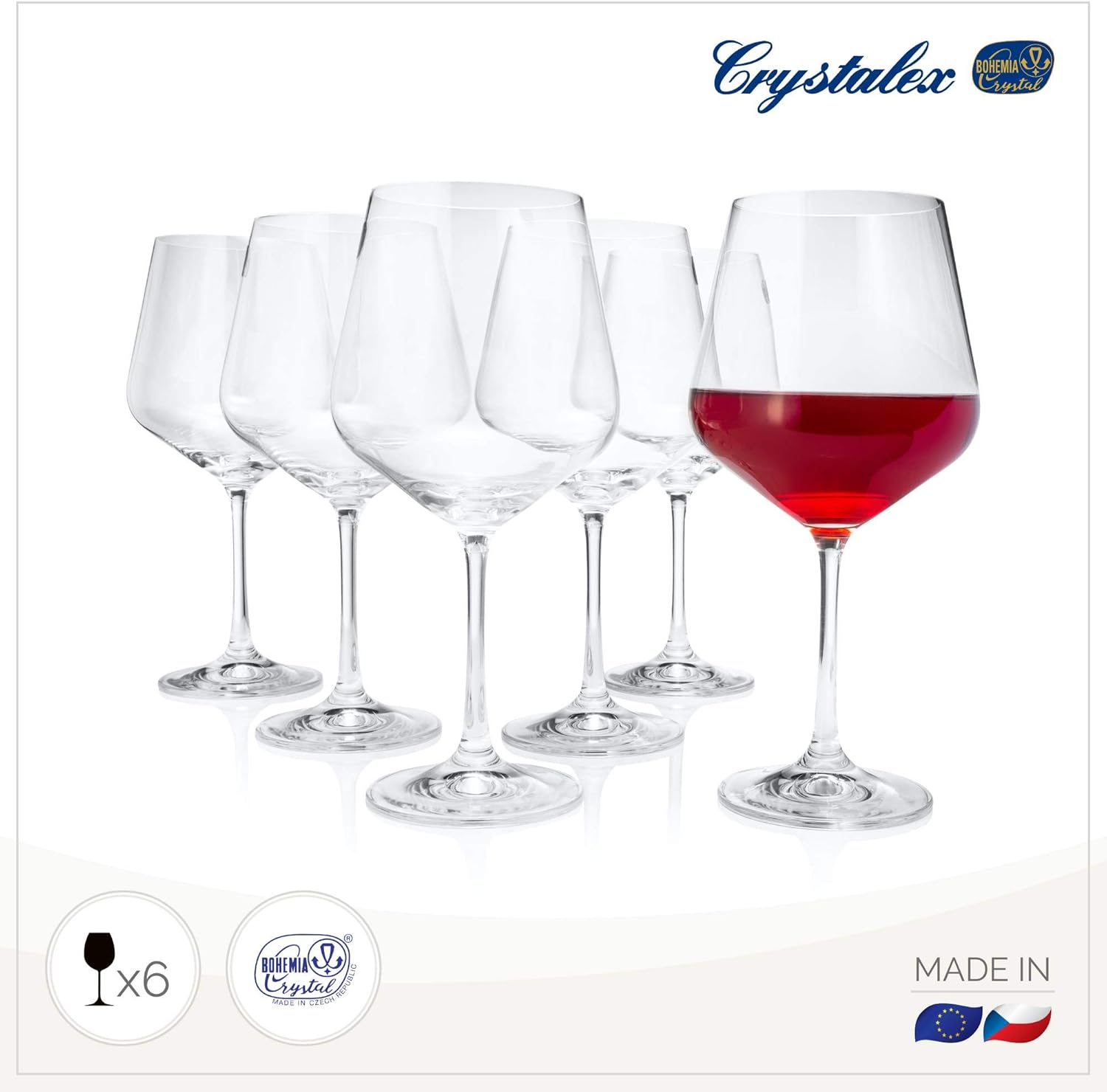 Red Vanilla 40728-550-NW Sandra Red Wine Glass 18.5oz, Set of 6, 1