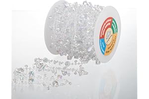 YoungJewl 33 Feet Clear AB Beads Crystals Acrylic Garland Beads by The Roll Chain Trim for DIY Wedding Party Christmas Decoration(Colorful/0.51IN)